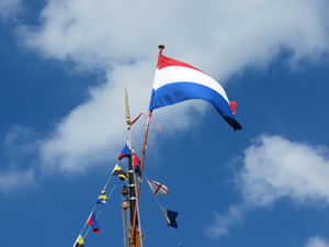 Netherlands flag flying on a ship's mast